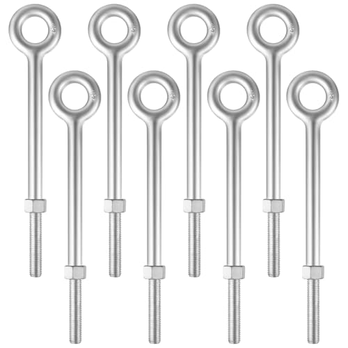 LEIFIDE 8 Pack 3/4'' x 12" Eye Bolt with Nut Rigging Hot Dipped Galvanized Eye Bolt 5200 lb Working Load Limit for Wood Anchoring Chain and Wire Rope - size: 3/4'' x 12"