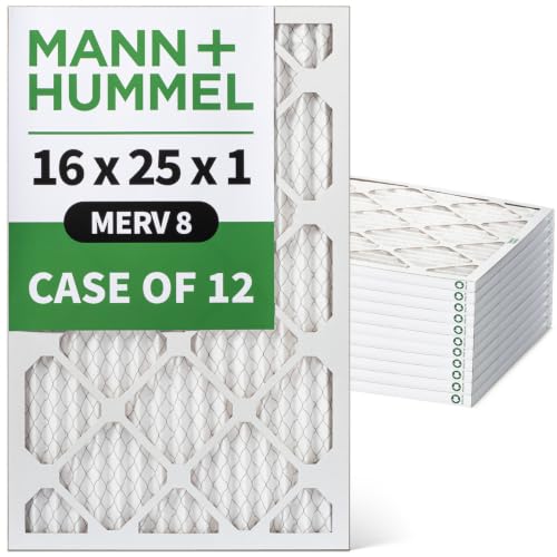 MANN+HUMMEL 16x25x1 MERV 8 Pleated 1" AC Furnace Air Filter. Case of 12 - style: 16 x 25 x 1