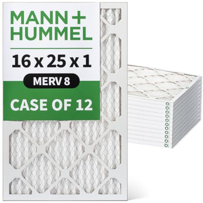 MANN+HUMMEL 16x25x1 MERV 8 Pleated 1" AC Furnace Air Filter. Case of 12 - style: 16 x 25 x 1