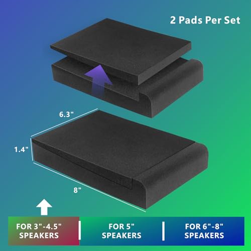 JBER 2 Pack Acoustic Isolation Pads, Studio Monitor Speaker Isolation Pads - size: SMALL for 3"-4.5" MONITOR