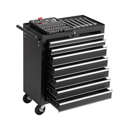 7-Drawer Lockable Rolling Tool Chest, Black - color: Black, style: 7 drawer