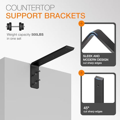 BATODA 14” Countertop Support Steel Brackets (2 PCS), Heavy Duty L Bracket - size: 14 Inch