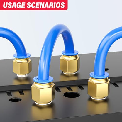 10MM OD Blue Polyurethane PU Air Hose Line Kits with Push-to-Connect Fittings for Compressed Air Fluid Transfer Tubing 10 Meter/32.8ft(Pack of 17) - color: Blue, size: 10mm OD/32.8ft