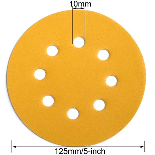5-Inch 8-Hole Hook and Loop Sanding Discs 600-Grit, 50-Pack