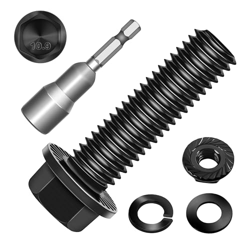 (10Sets) M10 Bolt x 35mm Flanged Hex Head Bolts, External Flange Hex Drive M8 Screws, Class 10.9 Black Zinc Plated Alloy Steel Metric M10x1.5 Bolts Kit - color: Black-M10, size: 35mm