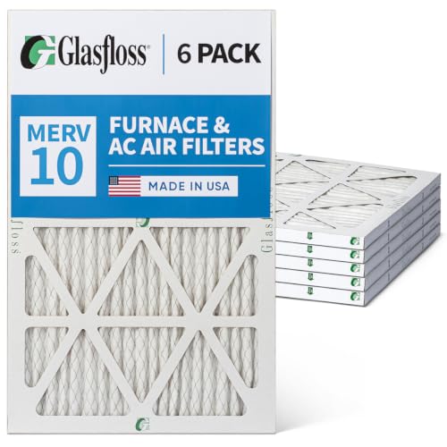 Glasfloss ZL 9x19x1 MERV 10 Pleated AC Furnace Air Filters. 6 Pack - style: 9x19x1