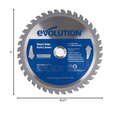Evolution Power Tools 6-1/2BLADEST Steel Cutting Saw Blade, 6-1/2-Inch x 40-Tooth, Silver - size: 6-1/2 Inch, style: 40-Tooth