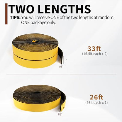 Yotache Weather Stripping 1" W X 1/8" T, 26 Ft Length - size: 1"x1/8"x26 FT