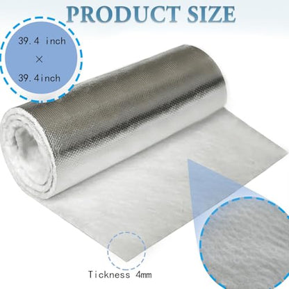 Fiberglass Blanket, Fireproof Insulation Baffle Rated to 2400F,Insulation Blanket for Wood Stove Baffle, Fireplace, Pellet Stove, Chimney, Furnace, Boiler, Pizza Ovens and Forge（39.4x39.4x0.15inch）