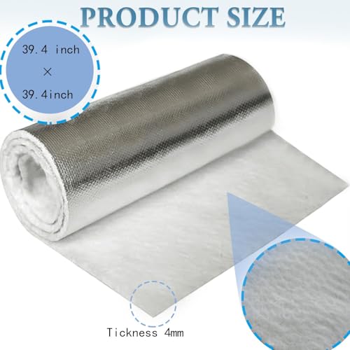 Fiberglass Blanket, Fireproof Insulation Baffle Rated to 2400F,Insulation Blanket for Wood Stove Baffle, Fireplace, Pellet Stove, Chimney, Furnace, Boiler, Pizza Ovens and Forge（39.4x39.4x0.15inch）