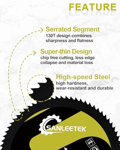 HSS Circular Saw Blade 5-1/2 Inch 130 Tooth SANLEETEK Cutting Plywood, OSB, Paneling, Vinyl Siding, Non-Ferrous Metals, Plastic, Copper, Aluminum with 5/8" Arbor, with 1/2" 3/8" Washer - 4 Pack - size: 5-1/2" 130T