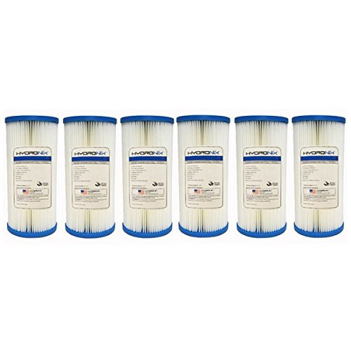 Hydronix SPC-45-1020 Whole House Sediment Pleated Water Filter, Washable and Reusable, 4.5" x 10" - 20 micron (6 Pack)
