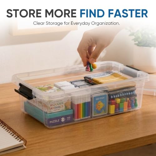 Superio 13.7 Quart Clear Plastic Storage Bin with Lid, Stackable Organizer Box, BPA-Free Storage Container for Home, Garage, School & Office, 1 Pack - size: 13.7 Quart