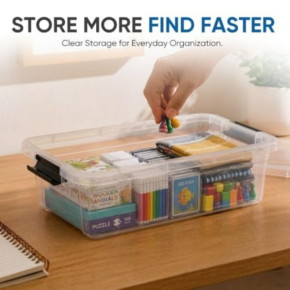 Superio 13.7 Quart Clear Plastic Storage Bin with Lid, Stackable Organizer Box, BPA-Free Storage Container for Home, Garage, School & Office, 1 Pack - size: 13.7 Quart