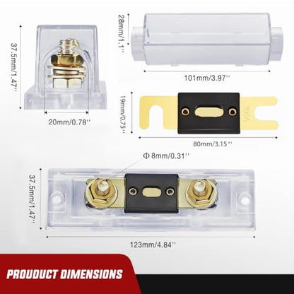 Nilight 2PCS 200A ANL Fuse Holder and ANL Fuses Electrical Protected - color: ANL Fuse, size: 200A