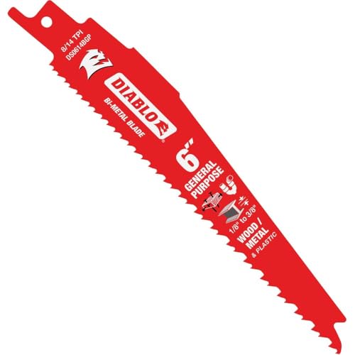 Diablo Bi-Metal Reciprocating Saw Blade - 6" Length, 8/14 TPI, 5-Pack - size: 6" General Purpose