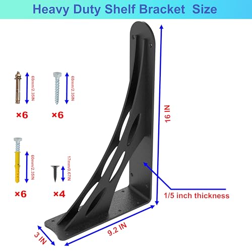 16 x 9 in Black Heavy Duty Floating Shelf Brackets, Holds 1000lb - color: Black Max Load 1000 Lbs, size: 16IN×9IN