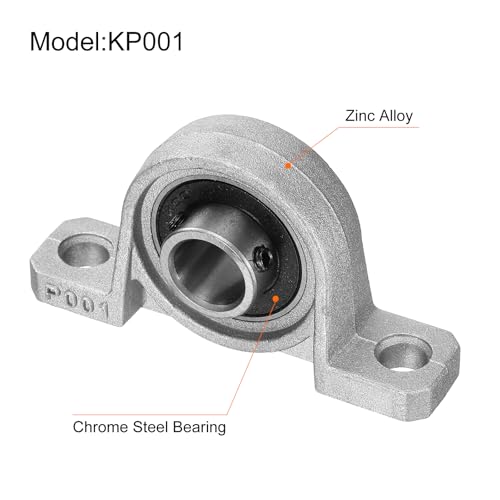 uxcell 4pcs KP001 Pillow Block Bearings 12mm Bore Bearing Units Zinc Alloy Flange Mounted Bearing Housing, P6(ABEC3) - size: KP001