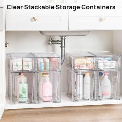 Vtopmart Clear Stackable Storage Drawers, 8 Pack Tall Organizer Set - style: 4 Large+4 Small