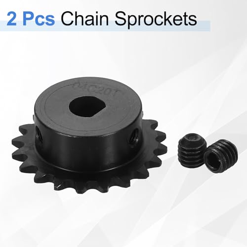 uxcell 2 Pcs #25 Chain Roller Sprocket 10 x 9mm Bore, 1/4" Pitch 20 Tooth C45 Carbon Steel ANSI #25 Roller Sprocket with Set Screws for ISO 04C Chain - size: 10 x 9mm Bore 20 Tooth