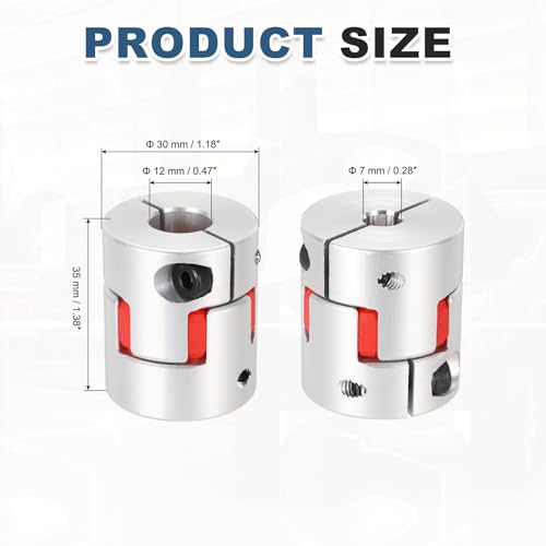 MECCANIXITY 7mm-12mm Aluminium Plum Flexible Shaft Coupling w Hex Wrench - size: 7mm to 12mm