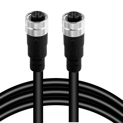 M12 4-Pin Double Female Connector Cable – Industrial Waterproof Sensor Extension Wire, A-Coded Safe Signal Cord for Automation, Robotics, Machinery - size: 2m, style: 4pin Double Female