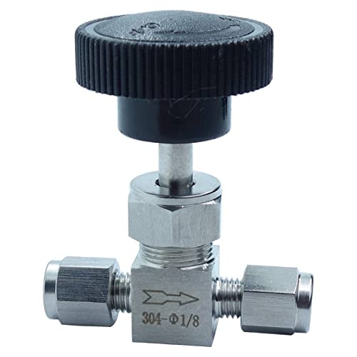 Stainless Steel 304 Instrument Gas Needle Valve 1/8 Tube OD Double Ferrule Compression Fitting 1000 Psi SS304 1/8inch OD - size: SS304 1/8" OD