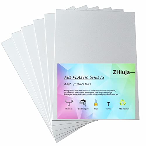 White ABS Plastic Sheets- 0.060" Thick,12" x 16", 6 Pack for Laser Cutting, and Moldable - color: White, size: 12" x 16"