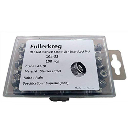 Fullerkreg 10-32 Nylon Insert Hex Lock Nuts - size: 10-32 (100 Pack)