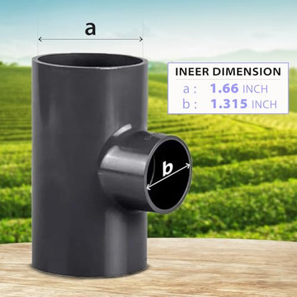 PVC Schedule 80 Reducing Tee 1-1/4" x 1-1/4" x 1" (Two 1-1/4" Run x 1" Branch) Socket x Socket x Socket (Slip) Pressure Pipe Fitting, Gray - size: 1.25" x 1"