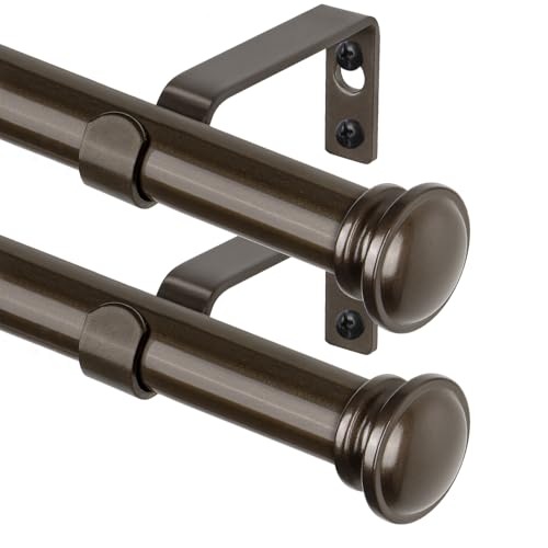 TONIAL Bronze Curtain Rods for Windows 2 Pack, 32 to 58 Inch, Drapery Rod - color: Bronze, size: 32-58"(2 Pack)