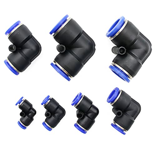 Elbow Push to Connect Fitting, 5/16" OD Pneumatic Air Line 90 Degree Quick Push Lock Adapter (Pack of 10) - size: 8mm or 5/16“ Tube OD