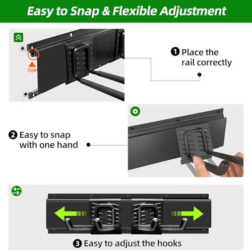 PIYILO Garage Wall Organizer, 48 inches Adjustable Garden Tool Organizer - size: 48 inch 6-Hook