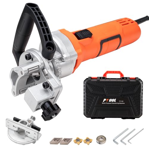 Handheld Chamfer Tool, Metal Chamfering Tool, for Trimming, Beveling, Deburring, 45 Degree Arc and Bevel, 850W 120V 60Hz, Model PT-100 (Machine) - style: Machine