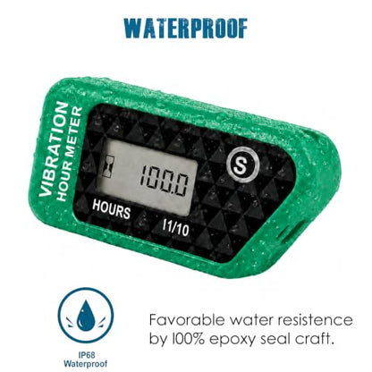 Runleader RL-HM016B LCD Vibration Hour Counter (Green) - color: Green