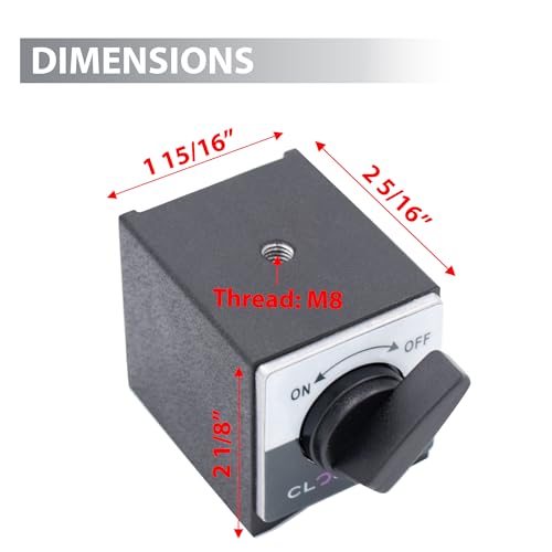 Clockwise Tools Magnetic Base, MGBR-B, Magnet ONLY, with ON/Off Switch, 176 lbs Max Pull Force - style: MGBR-B Magnet Only