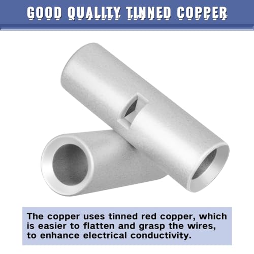 460PCS Non Insulated Butt Connectors Kit, Sopoby Butt Splice Connectors, 24-8 Gauge Uninsulated Wire Connectors of Tinned Red Copper, Electrical Crimp Terminals