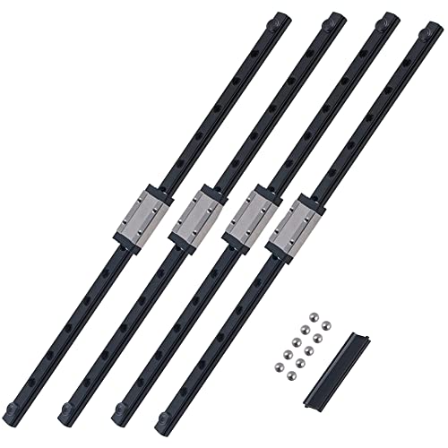 4pcs MGN12 250mm Linear Rail, Linear Rail Guide Miniature Linear Slide Guide Rail with 4pcs MGN12H Sliding Block for 3D Printer and CNC Machine - size: 250mm, style: MGN12H*4(Black)