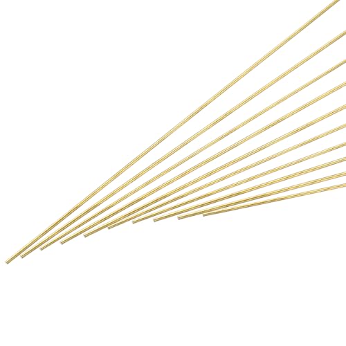 uxcell 1.5mm x 500mm Brass Round Rod, Metal Solid Shaft Rods Lathe Bar Stock for DIY Crafts Model Car Helicopter Airplane 10pcs - size: 1.5mm x 500mm