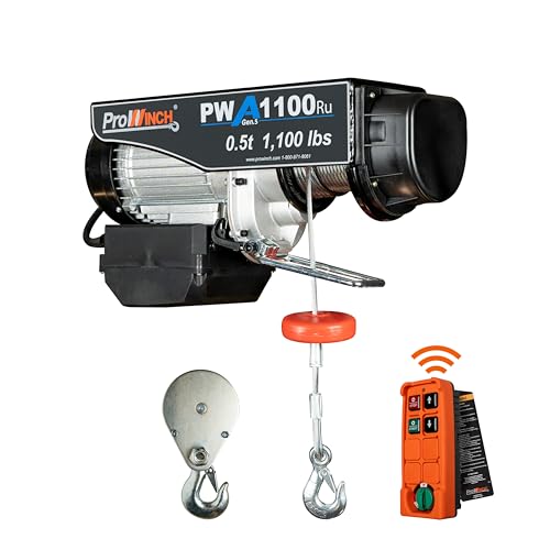 Prowinch Electric Hoist, 110V, 1100lbs Lifting Capacity, 38ft Lifting Height, Wireless Remote Control, Upper & Lower Limit Switches for Home Improvement, Warehouse Clearance, Garage Hoist System - size: 1100 lb Wireless Remote