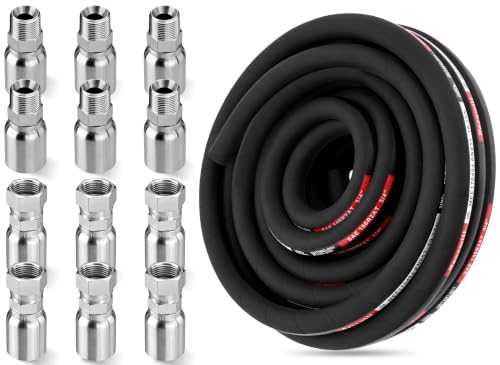 50FT 3/4" Hydraulic Hose with 12PCS Hydraulic Hose Fittings - size: 3/4" Hydraulic Hose - 50FT