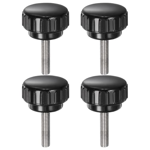 uxcell 4pcs Knurled Clamping Knobs M5 x 20mm Metric 304 Stainless Steel Male Thread Thumb Screw on Type 25mm Plastic Round Head Threaded Hand Bolt Stud Knobs Black - size: M5 x 20mm x 25mm