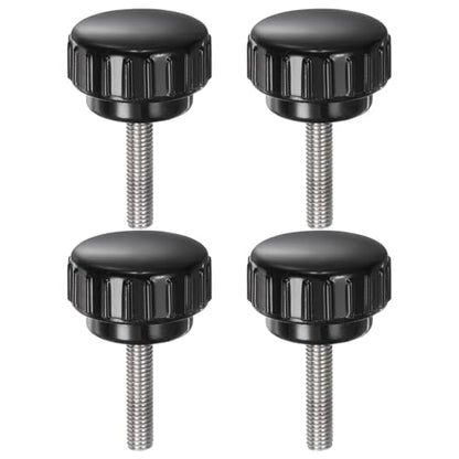 uxcell 4pcs Knurled Clamping Knobs M5 x 20mm Metric 304 Stainless Steel Male Thread Thumb Screw on Type 25mm Plastic Round Head Threaded Hand Bolt Stud Knobs Black - size: M5 x 20mm x 25mm