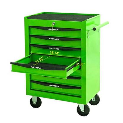 7-Drawer Rolling Tool Chest, Lockable for Garage, Green - color: Green, size: 7-Drawers