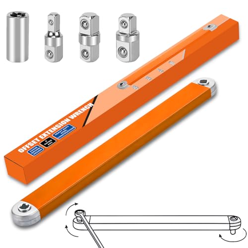 Offset Extension Wrench - 3/8" Impact Ready Socket Extender Tool (Orange) - color: Orange