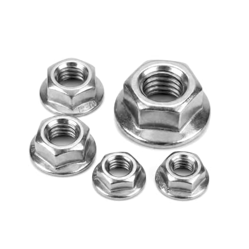 M6 (25 Pack) Flange Nuts Serrated Flange Hex Lock Nuts, Stainless Steel 18-8 (304), Bright Finish - size: M6