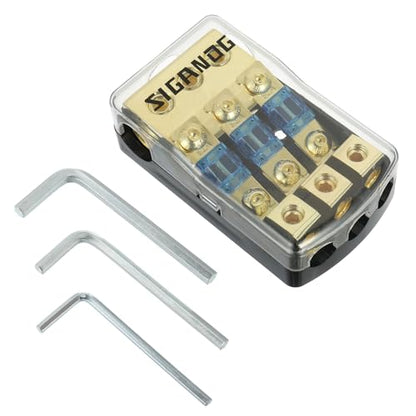 Car Audio ANL Fuse Holder 3 Way 60 Amp Fusible Distribution Block, 0/2/4 Gauge in 4/8 Gauge Out Fuse Distribution Block, 12V Used for Audio Stereo Amplifier of car Truck Ship, with 3 Wrench - size: 3 way