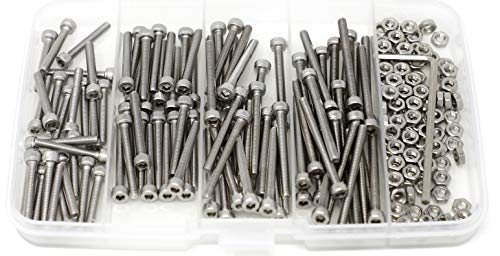 iexcell 200 Pcs M3 x 20/25/30/35 mm Stainless Steel 304 Hex Socket Head Cap Screws Bolts Nuts Assortment Kit - size: M3 x 20/25/30/35 mm