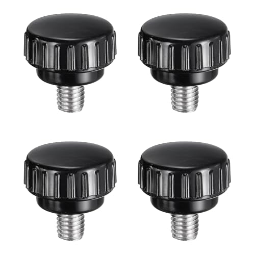 uxcell 4pcs Knurled Clamping Knobs M8 x 10mm Metric 304 Stainless Steel Male Thread Thumb Screw on Type 25mm Plastic Round Head Threaded Hand Bolt Stud Knobs Black - size: M8 x 10mm x25mm