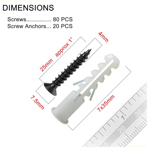 Wood Screws, Flat Head Phillips Self Tapping Screw, #8 x 1 Inch, 100 Pcs - size: #8 x 1"